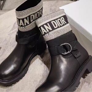 Dior Black and White Ankle Boots